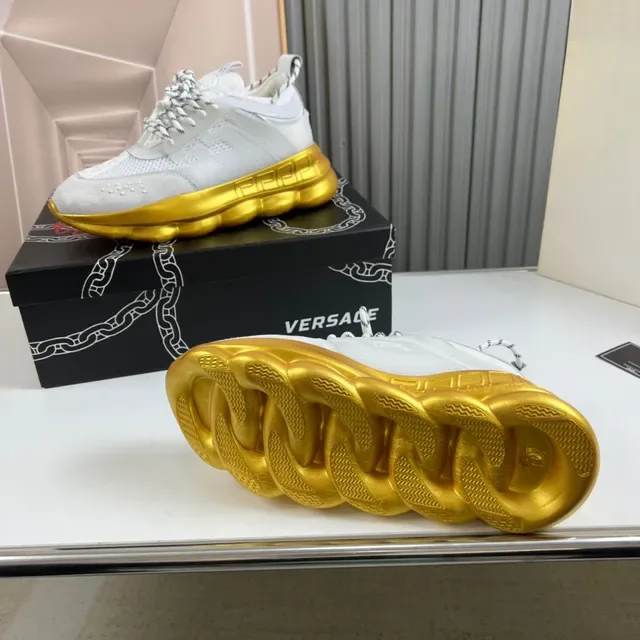 Versace Chain Reaction White and Gold Chunky Sneakers 2