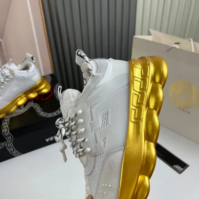 Versace Chain Reaction White and Gold Chunky Sneakers 3