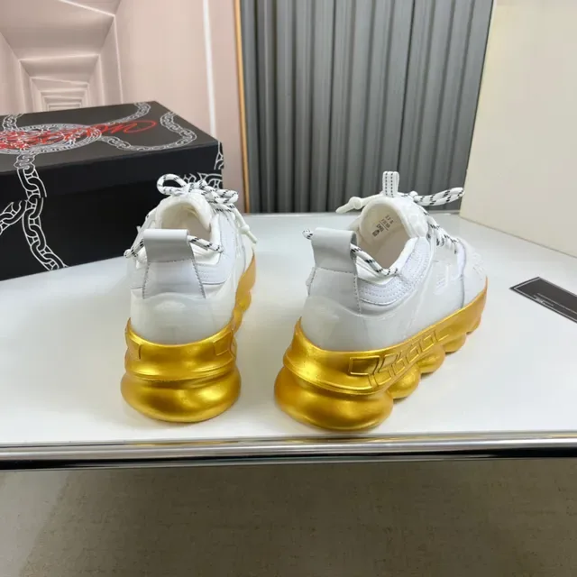 Versace Chain Reaction White and Gold Chunky Sneakers 6