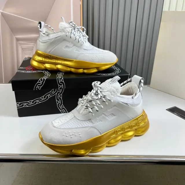 Versace Chain Reaction White and Gold Chunky Sneakers 7