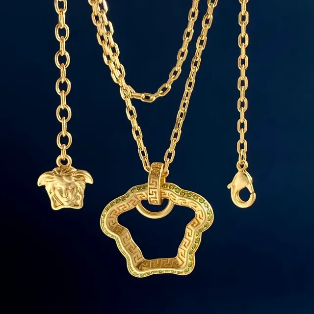 Versace Greca Odissea Gold-Tone Cloud Pendant Necklaces 7