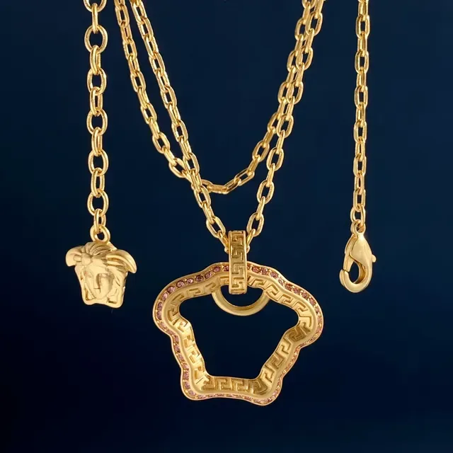 Versace Greca Odissea Gold-Tone Cloud Pendant Necklaces 8
