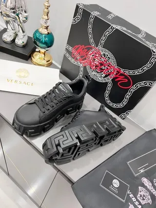 Versace Greca Odissea Matte Black Lifestyle Sneakers 3