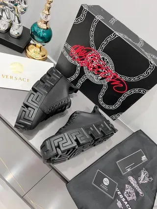 Versace Greca Odissea Matte Black Lifestyle Sneakers 4