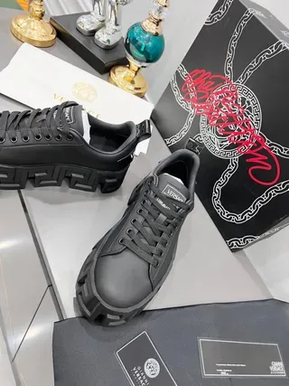 Versace Greca Odissea Matte Black Lifestyle Sneakers 5