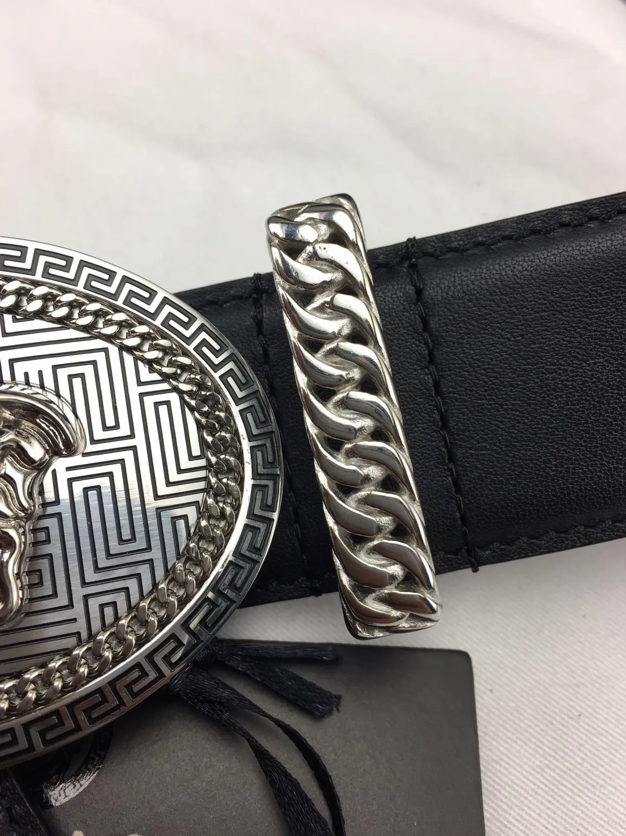 Versace Greca Odissea Medusa Head Black Leather Belt 3
