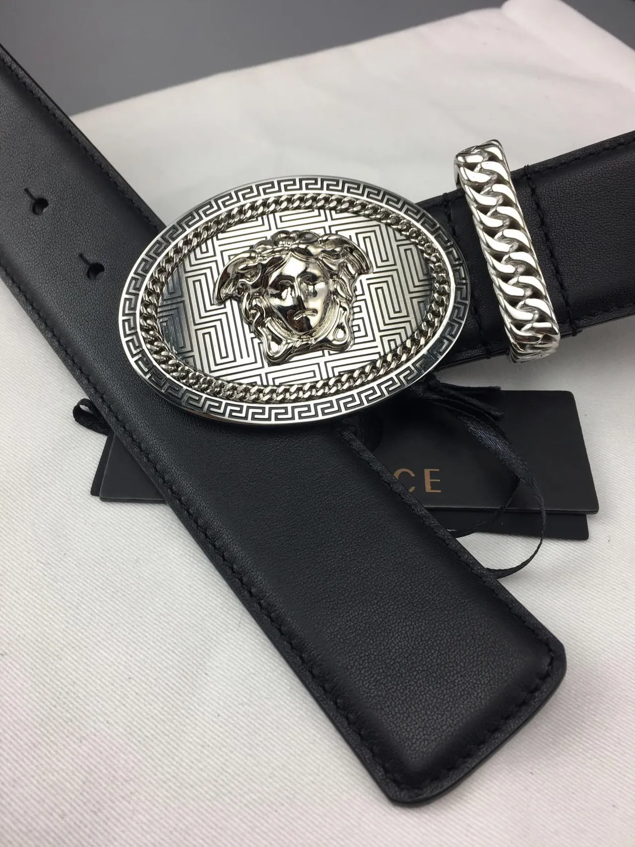 Versace Greca Odissea Medusa Head Black Leather Belt 4