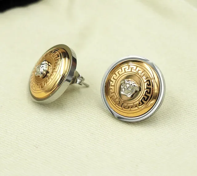 Versace Medusa Head Silver Gold Circular Two-Tone Metal Jewelry 6