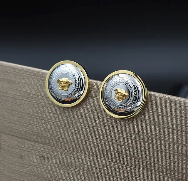 Versace Medusa Head Silver Gold Circular Two-Tone Metal Jewelry 8