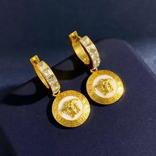 Versace Medusa Icon 镀金珐瑯水晶圆圈耳环
