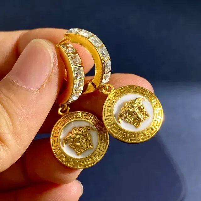 Versace Medusa Icon Aros en émail et cristal doré 3