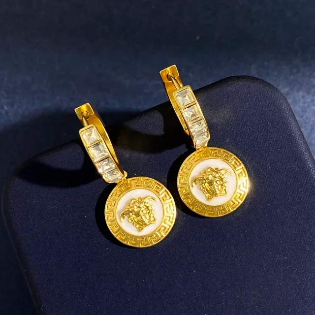 Versace Medusa Icon Aros en émail et cristal doré 4