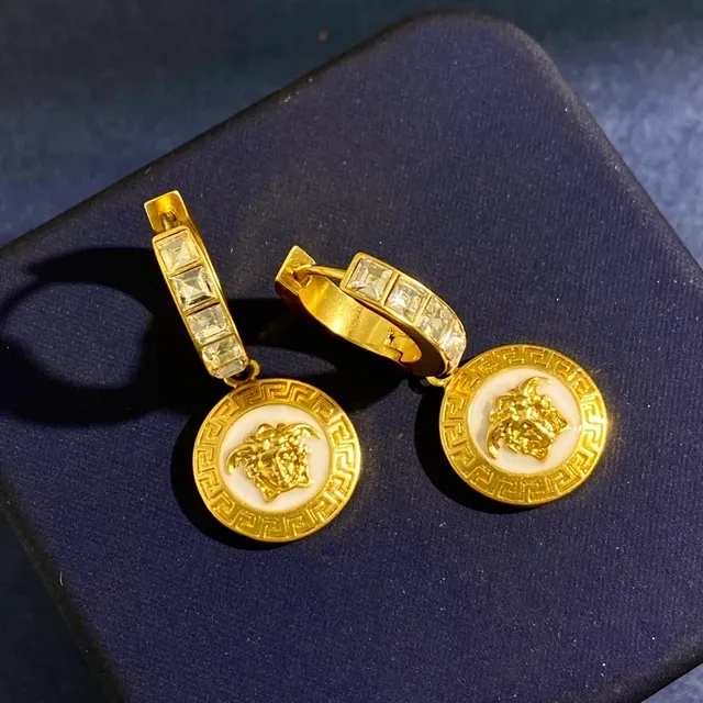 Versace Medusa Icon Aros en émail et cristal doré 6
