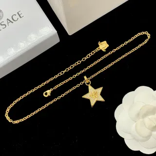 Versace Medusa सितारा Pavé क्रिस्टल गोल्ड-टोन हार