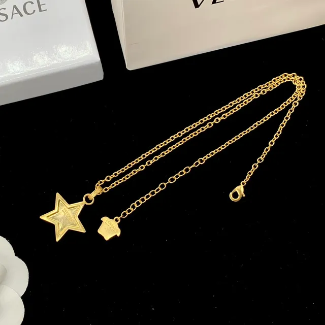 Versace Medusa Étoile Pavé Cristal Ton Or Collier 5