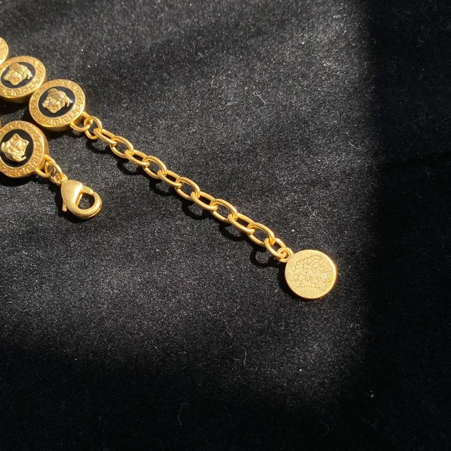 Versace Medusa & V Hoop Prata Dourado Faixa Trançada de Cordo Brincos Pendentes 2