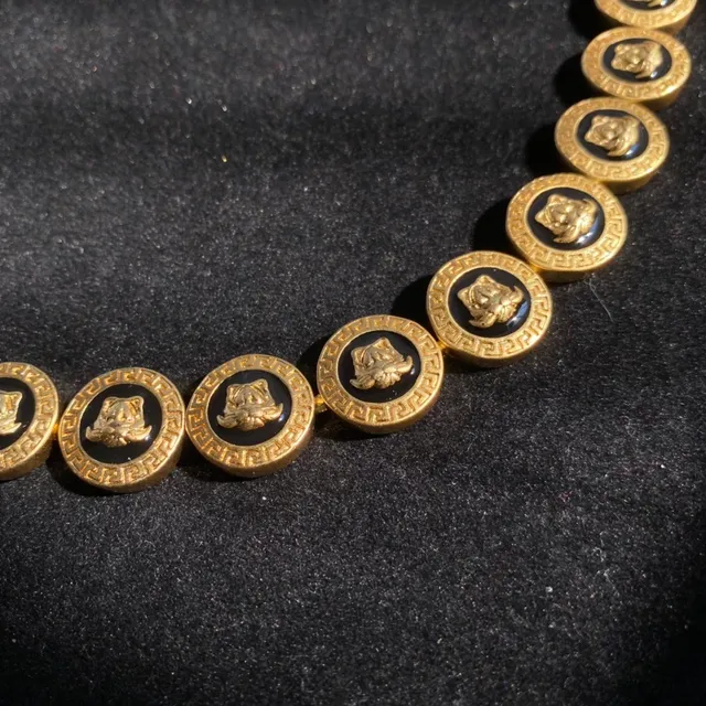 Versace Medusa & V Hoop Prata Dourado Faixa Trançada de Cordo Brincos Pendentes 3