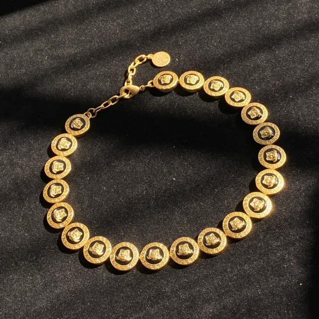 Versace Medusa & V Hoop Prata Dourado Faixa Trançada de Cordo Brincos Pendentes 5