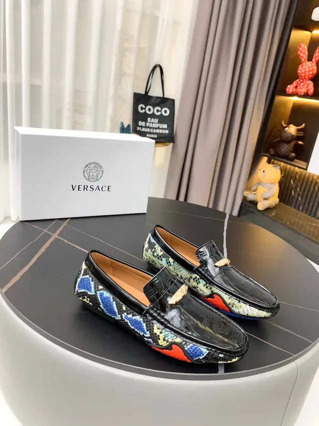 Versace Odissea Mocassins multicolores en cuir de serpent et cuir verni 3