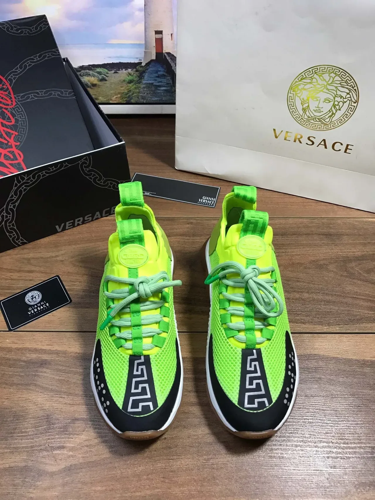 Versace Odissea Neon Green Black Lifestyle Sneakers 8
