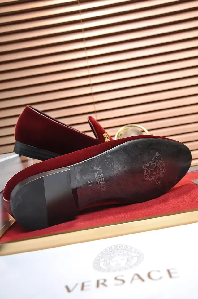 Versace Odissea Velours Rouge Or Brodé Mocassins 3