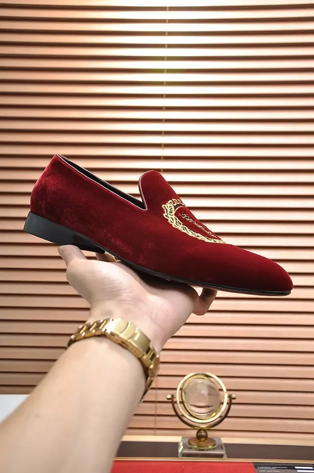 Versace Odissea Velours Rouge Or Brodé Mocassins 4