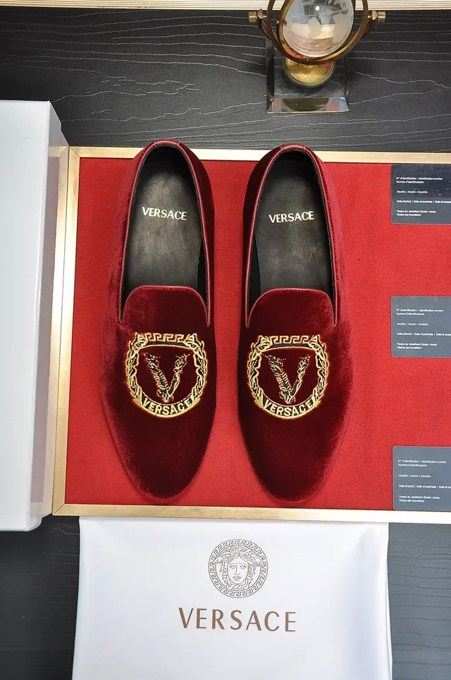 Versace Odissea Velours Rouge Or Brodé Mocassins 5