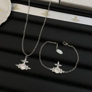 Vivienne Westwood Classic Orb Silver Transparent Motif Crystal-Encrusted Necklace