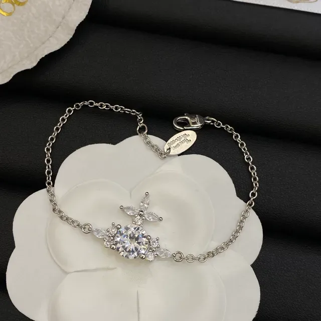 Vivienne Westwood Classic Orb Silver Transparent Motif Crystal-Encrusted Necklace 2