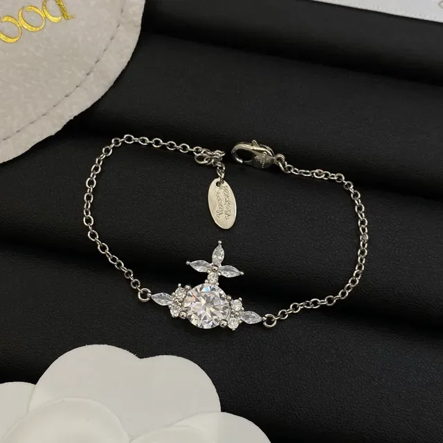 Vivienne Westwood Classic Orb Silver Transparent Motif Crystal-Encrusted Necklace 4
