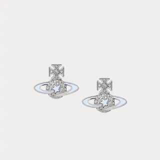 Vivienne Westwood Orb Silver Blue Motif Pavé Crystal Embellishment Earrings
