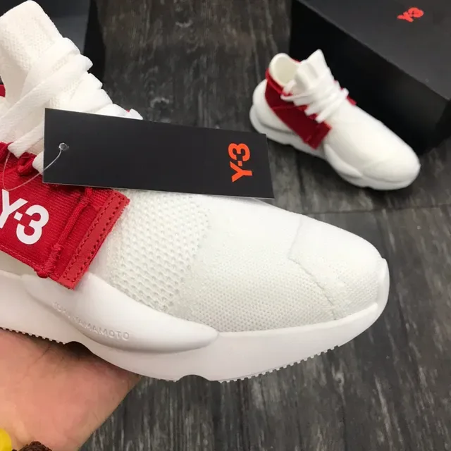 Y-3 White Red Knit Upper Elastic Strap Lifestyle Sneakers 6