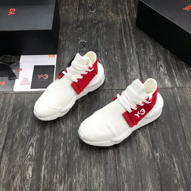 Y-3 White Red Knit Upper Elastic Strap Lifestyle Sneakers 8