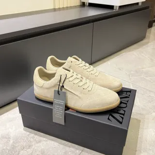 Zegna Beige Brown Suede Upper Gum Sole Lifestyle Sneakers