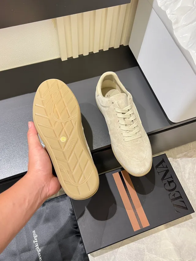 Zegna Beige Brown Suede Upper Gum Sole Lifestyle Sneakers 3