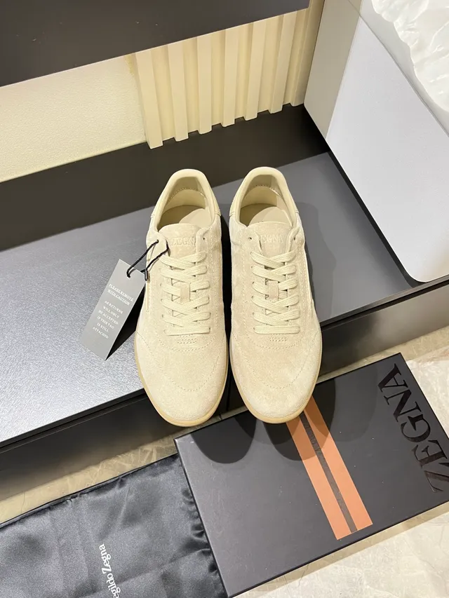 Zegna Beige Brown Suede Upper Gum Sole Lifestyle Sneakers 5