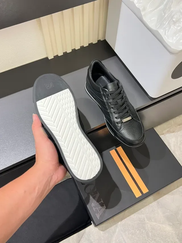 Zegna Black Leather Lifestyle Sneakers 3