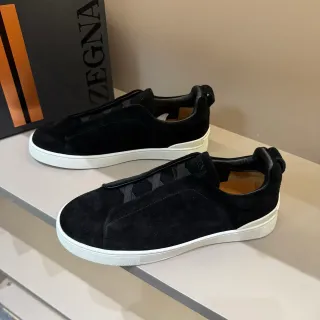 Zegna Black Suede Slip-On Lifestyle Sneakers