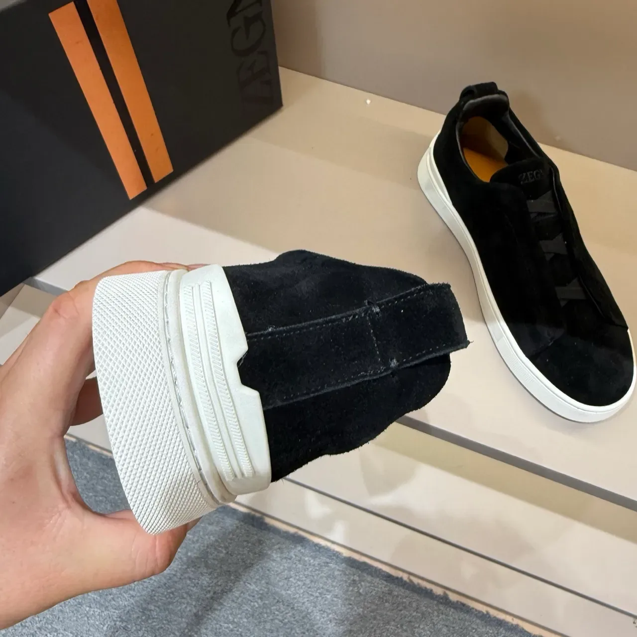 Zegna Black Suede Slip-On Lifestyle Sneakers 2