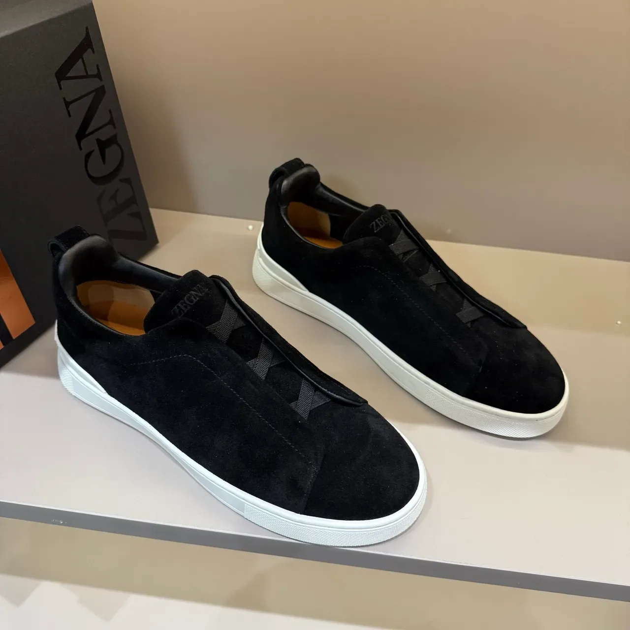 Zegna Black Suede Slip-On Lifestyle Sneakers 3