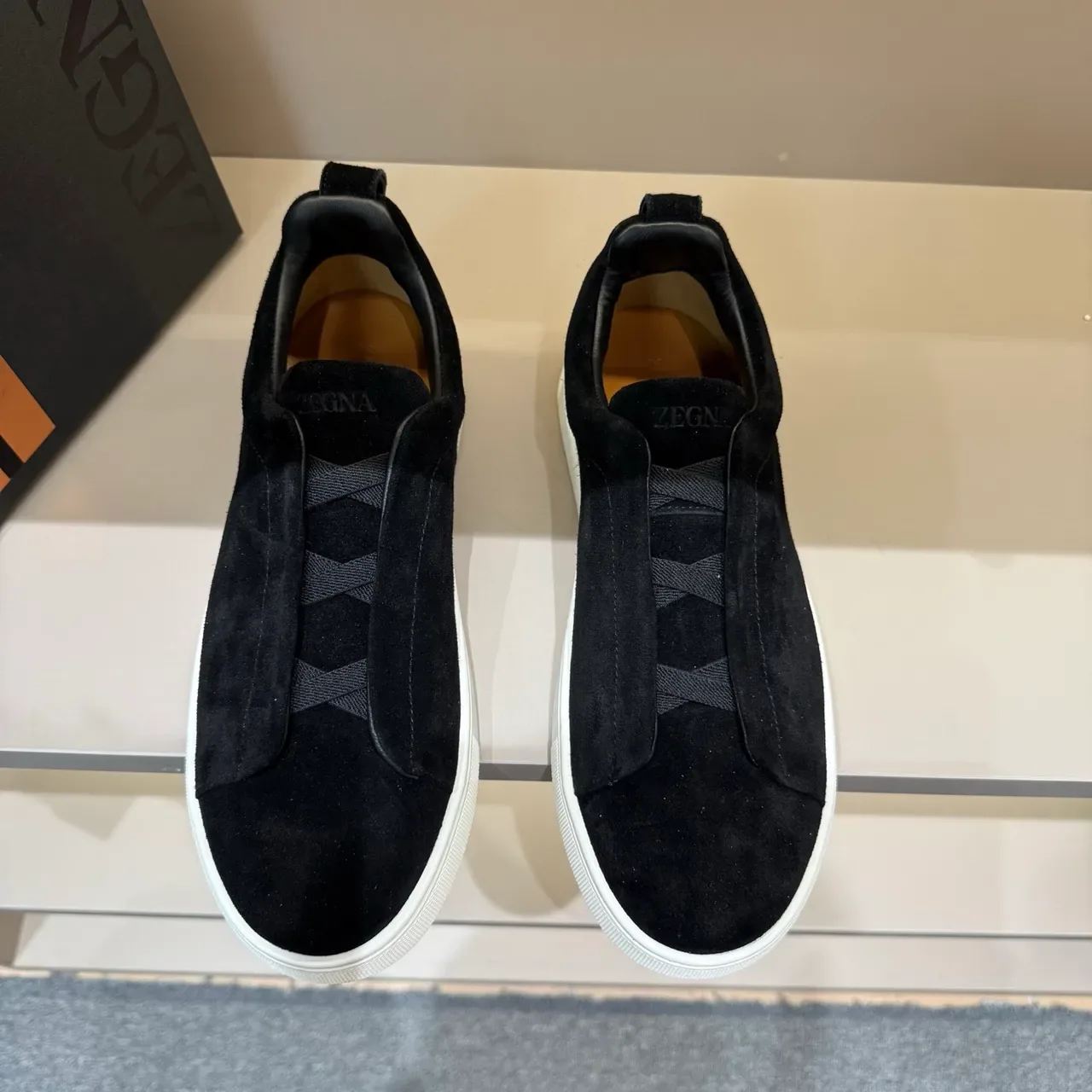 Zegna Black Suede Slip-On Lifestyle Sneakers 4