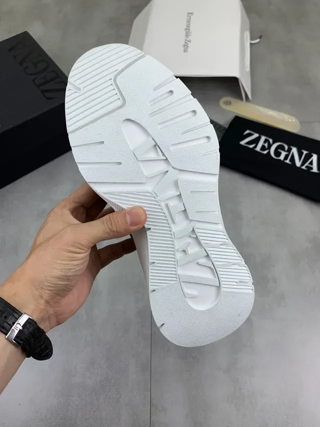 Zegna Brown Beige Mixed Suede And Pebbled Leather Upper Tonal Stitching Lifestyle Sneakers 2