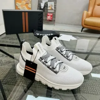 Zegna Oasi সাদা ধূসর বোনা সক ফিট উপরের অংশ ইন্টিগ্রেটেড লেস সিস্টেম লাইফস্টাইল স্নিকার