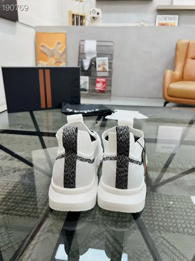 Zegna Oasi Blanc Gris Tricoté Ajusté Supérieur Système De Lacets Intégré Sneakers Lifestyle 2
