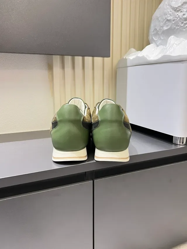 Zegna Olive Green Suede and Mesh Low-Top Lifestyle Sneakers 2
