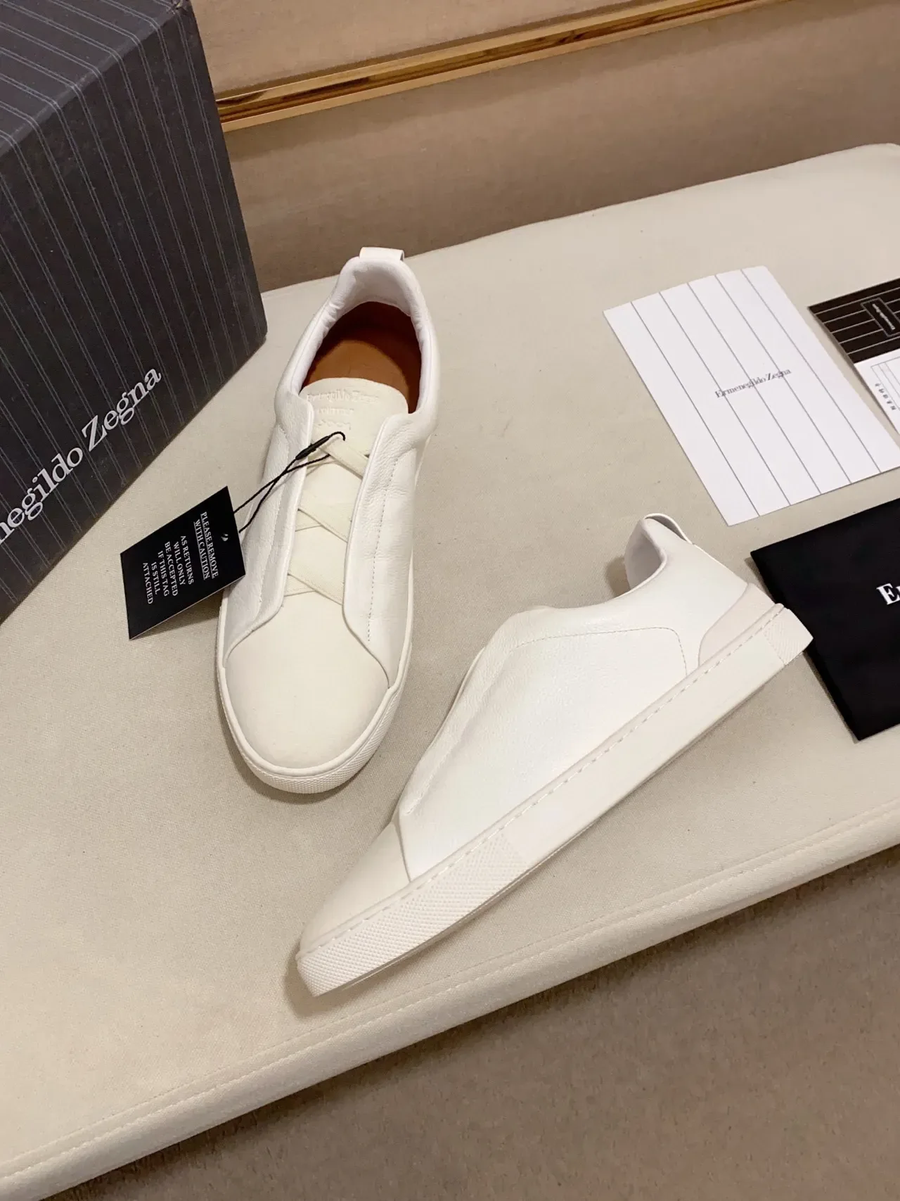 Zegna Blanc Sans Lacets Slip-On Lifestyle Sneaker 4