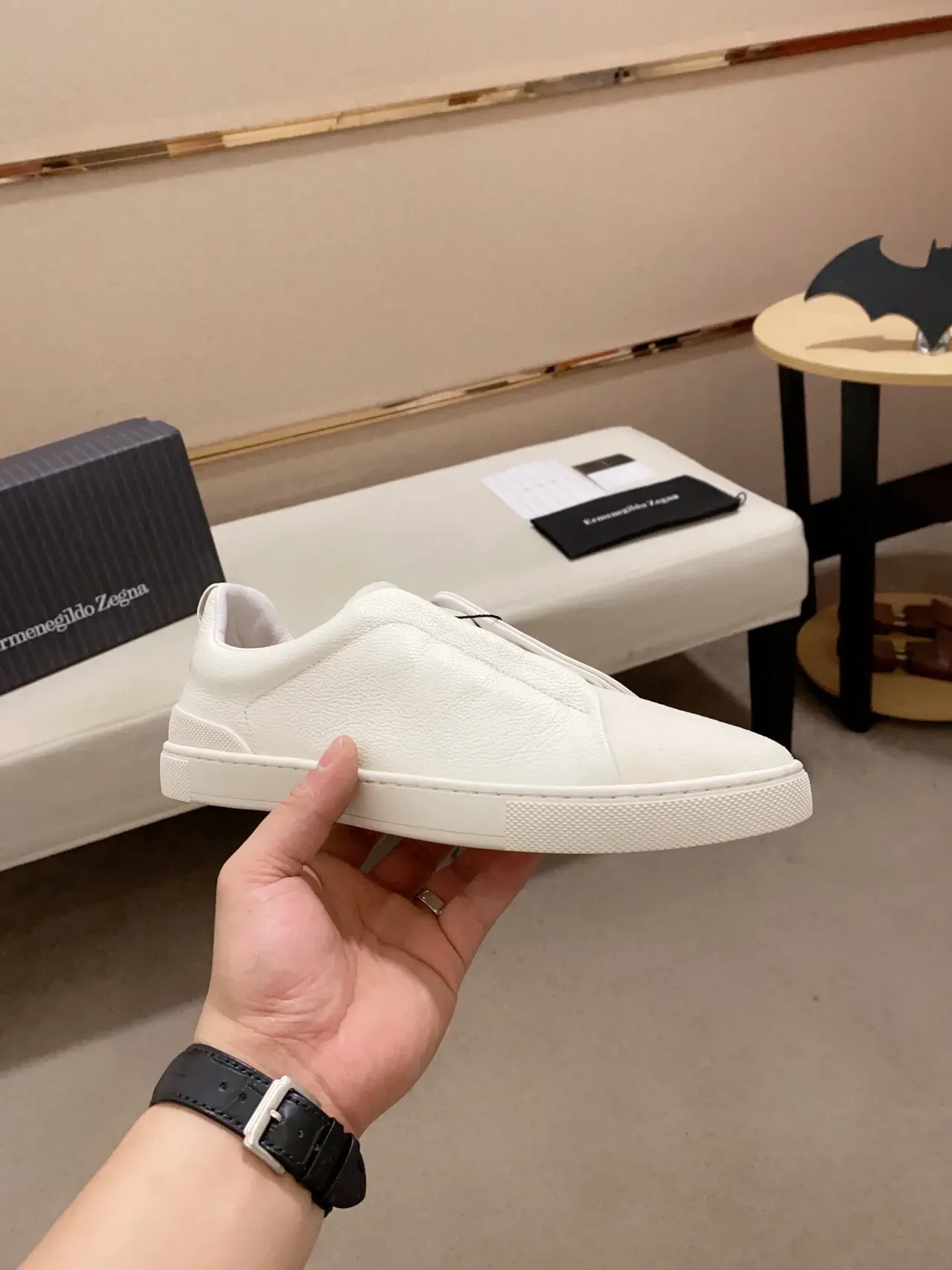 Zegna Blanc Sans Lacets Slip-On Lifestyle Sneaker 8