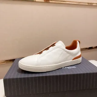Zegna 白色真皮一脚穿生活运动鞋