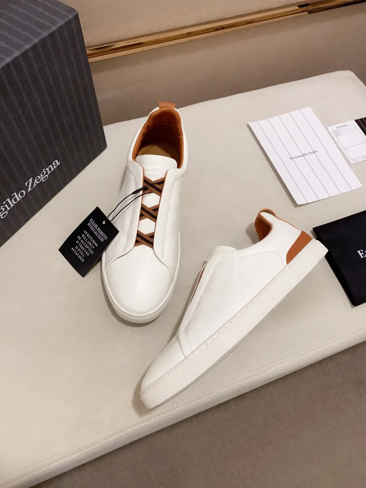 Zegna White Leather Slip-On Lifestyle Sneaker 2