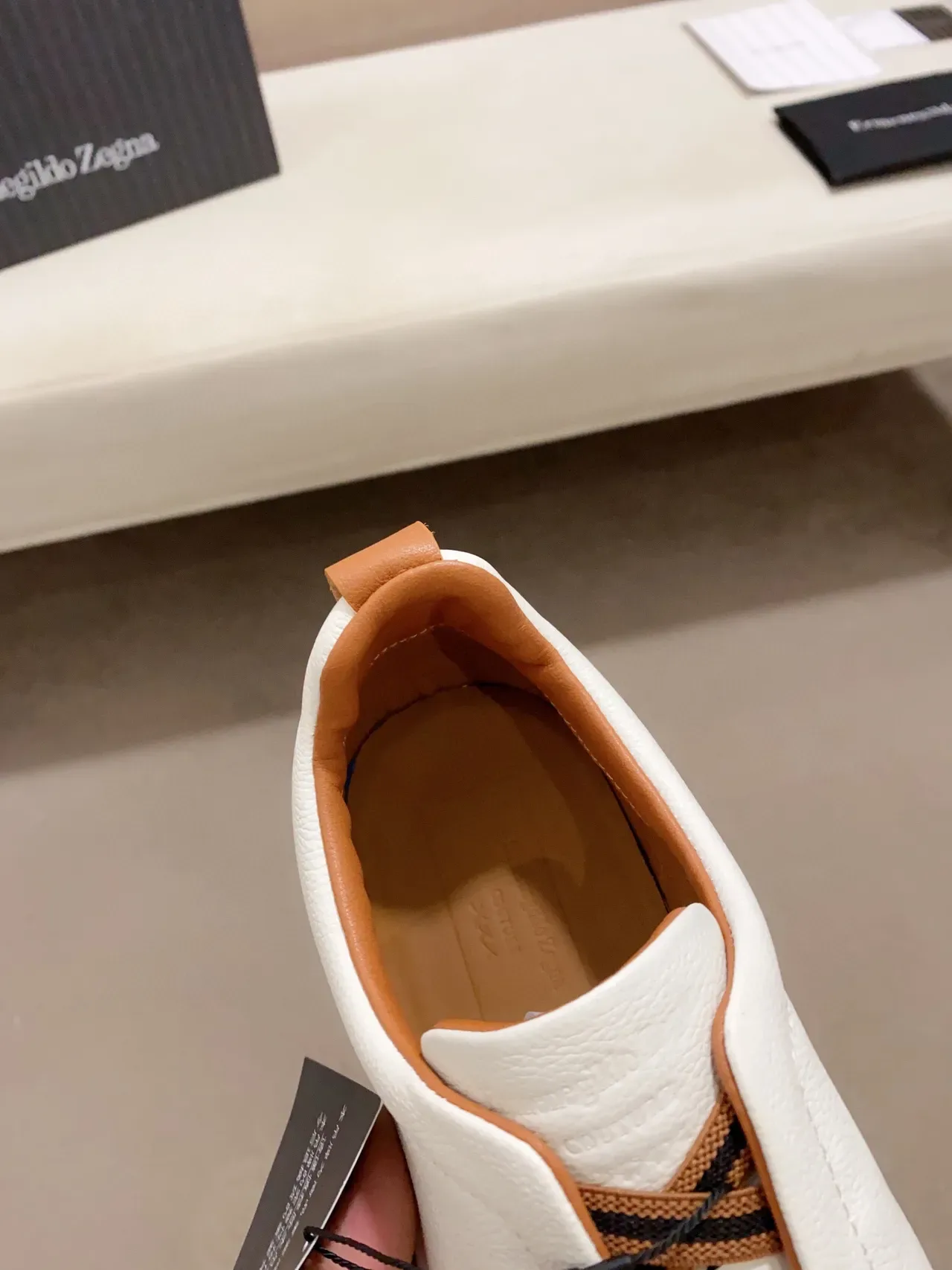 Zegna White Leather Slip-On Lifestyle Sneaker 3